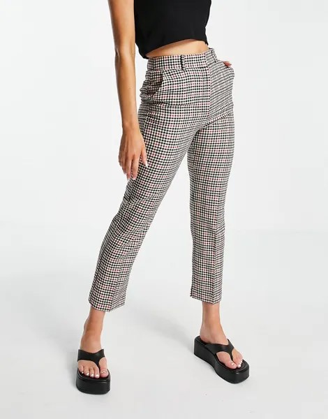 Узкие брюки-сигареты в клетку ASOS DESIGN-Разноцветный