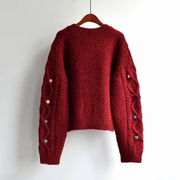Повседневный японский вязаный кардиган, куртка, Женский однобортный свободный милый свитер, пальто, женские рождественские красные свитера с длинным рукавом