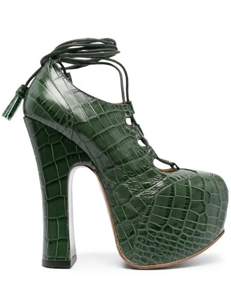 Vivienne Westwood туфли на платформе с тиснением под кожу крокодила, зеленый
