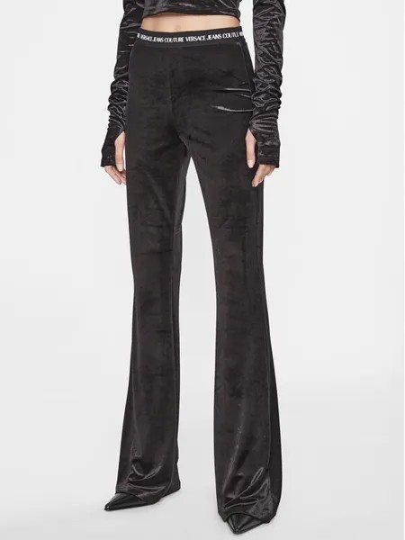 Брюки из ткани с расклешенными штанинами Versace Jeans Couture, черный
