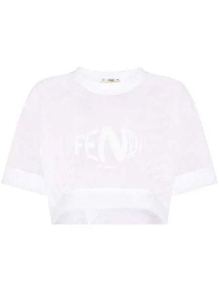 Fendi сетчатая футболка с логотипом