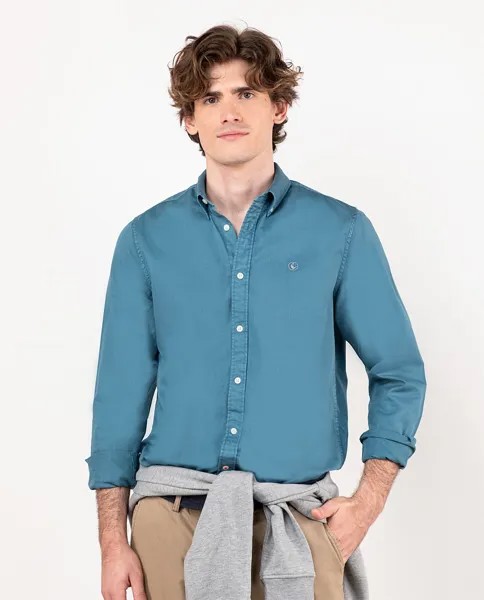 Однотонная мужская рубашка синего цвета El Ganso, синий