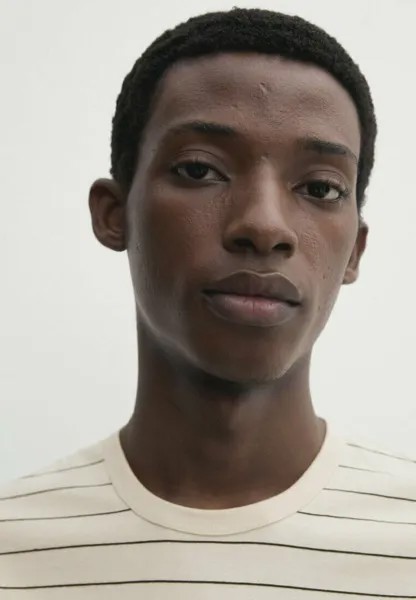 Футболка с принтом Medium Weight Striped Massimo Dutti, бежевая