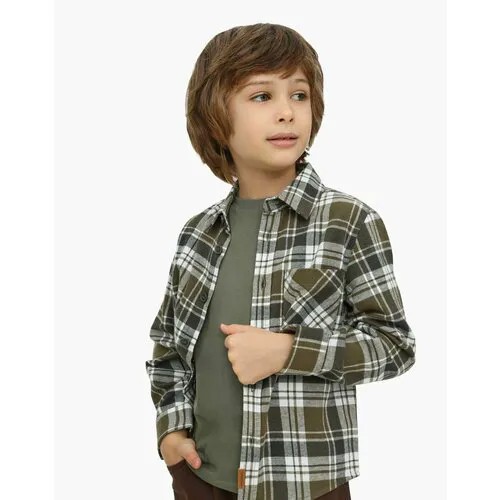 Школьная рубашка Gloria Jeans, размер 5-6л/116 (30), хаки, мультиколор