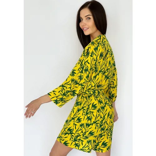 Костюм-тройка Style Margo, топ и шорты, повседневный стиль, свободный силуэт, размер 44, желтый, зеленый