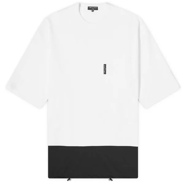 Футболка Comme Des Garçons Homme Heavyweight Panelled Drawstring Pock, цвет White & Black