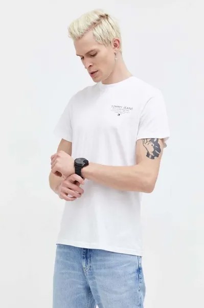 Хлопковая футболка Tommy Jeans, белый