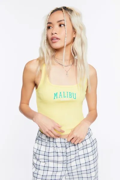 Укороченная майка Malibu с графическим рисунком Forever 21, желтый