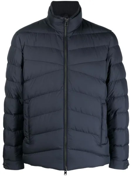 Woolrich пуховик на молнии с высоким воротником, синий