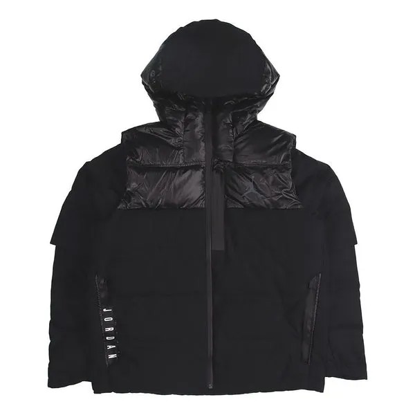 Пуховик Air Jordan protection against cold Stay Warm hooded Basketball Sports Down Jacket Black, черный