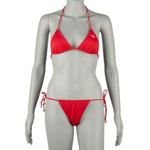 EMPORIO ARMANI Swimwear Трусики-бикини с треугольными чашечками и логотипом Красный 11402