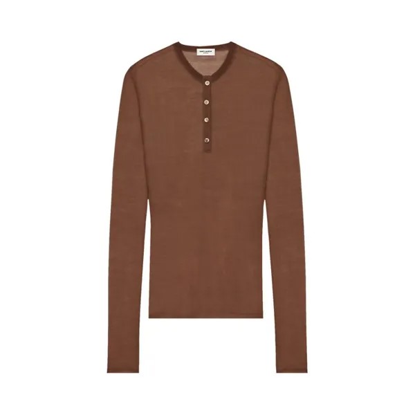 Рубашка Saint Laurent Henley Shirt, коричневый