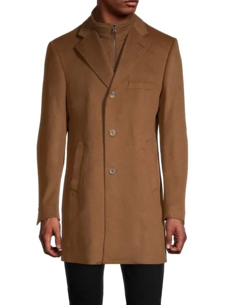 Пальто в стиле «автомобиль» из полушерсти Modern Fit с нагрудником Saks Fifth Avenue, цвет Dark Camel