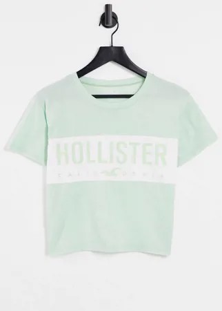 Зеленая футболка с логотипом Hollister-Зеленый цвет