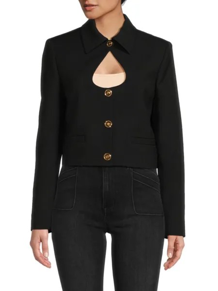 Укороченная куртка Keyhole из натуральной шерсти Versace, черный