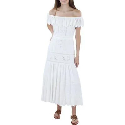 Женское белое платье макси с открытыми плечами Lauren Ralph Lauren 12 BHFO 4344