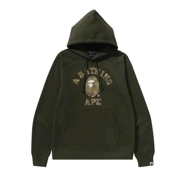 Худи BAPE Bitmap College Pullover Hoodie, цвет Olive Drab