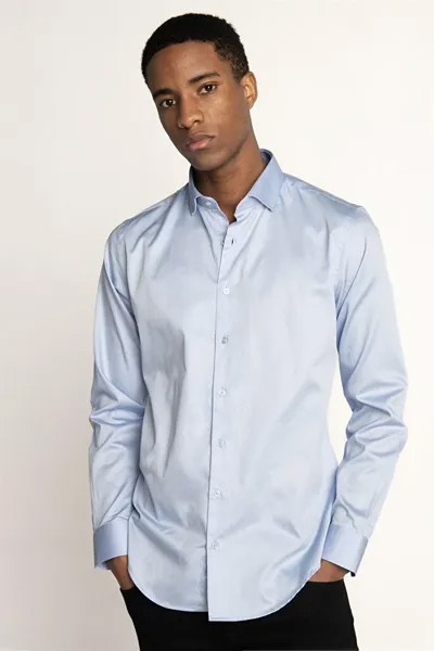 Мужская рубашка Slim Fit Koton Satin Premium Series TUDORS, синий