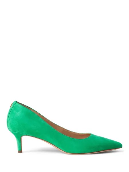 Замшевые туфли-лодочки Lauren Adrienne с острым носком Ralph Lauren, зеленый топаз