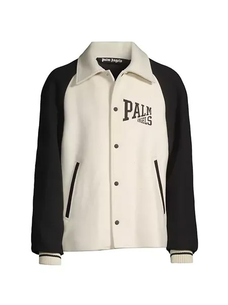 Шерстяная куртка с логотипом Palm Angels, цвет butter black