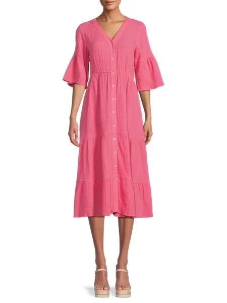 Многоярусное платье мидакси с рукавами-колокольчиками Saks Fifth Avenue, цвет Color