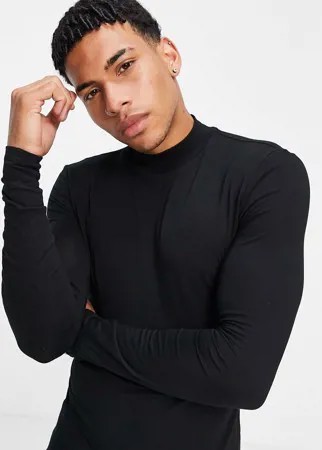Черный обтягивающий лонгслив ASOS DESIGN-Черный цвет