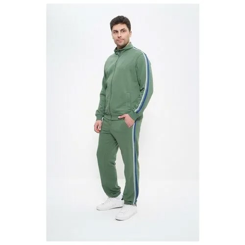 Костюм CLEO, олимпийка и брюки, повседневный стиль, прямой силуэт, карманы, размер 48, зеленый