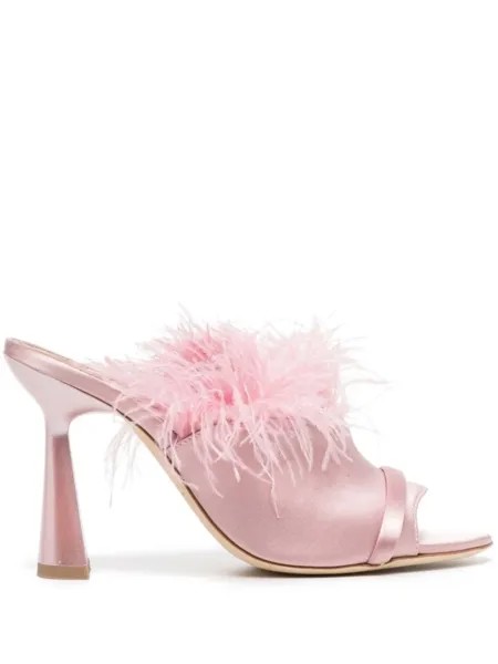 Malone Souliers мюли Rima 95 с перьями, розовый