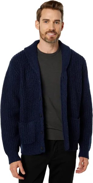 Классический свитер-кардиган из рэггшерсти, стандартный размер L.L.Bean, цвет Nautical Navy