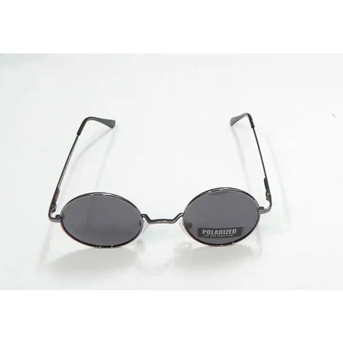 Солнцезащитные очки Polarized, круглые, оправа: металл, складные, с защитой от УФ, черный