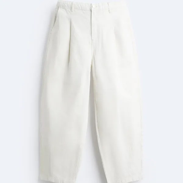Джинсы Zara Wide-leg Pleated, белый