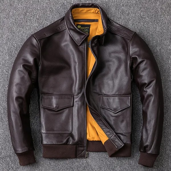 Куртка мужская летная из натуральной кожи, пилот в стиле милитари, Пиджак ВВС А2, одежда из воловьей кожи