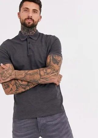 Темно-серое меланжевое поло из ткани пике ASOS DESIGN-Серый