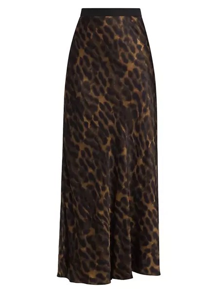 Атласная юбка макси с леопардовым принтом Leia Rails, цвет umber leopard