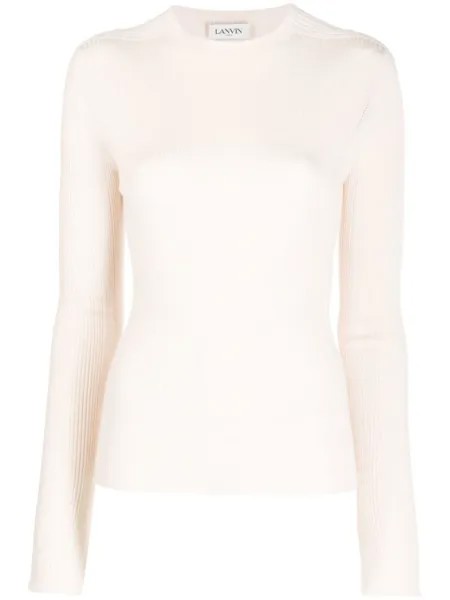 Lanvin длинный джемпер в рубчик, нейтральный цвет