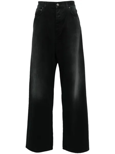 Balenciaga широкие джинсы Denim Size Sticker средней посадки, черный