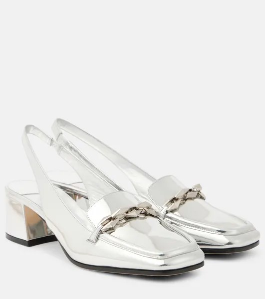 Кожаные туфли Diamond Tilda с пяткой на пятке и эффектом металлик Jimmy Choo, серебряный