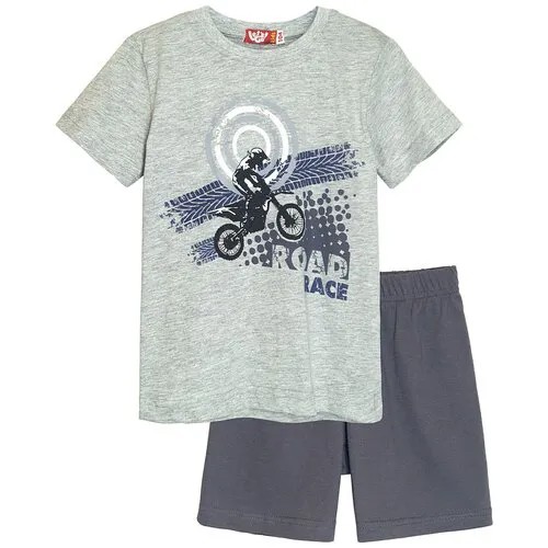 92127 Комплект (футболка-шорты) для мальчика серый-меланж_темно-серый, размер 122-64_Let's Go