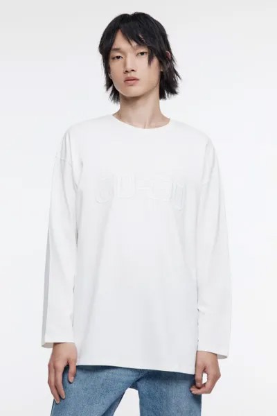 Лонгслив oversize хлопковый с принтом-надписью