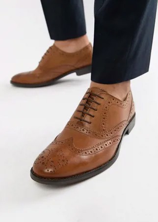 Светло-коричневые оксфордские туфли-броги из кожи ASOS DESIGN-Коричневый