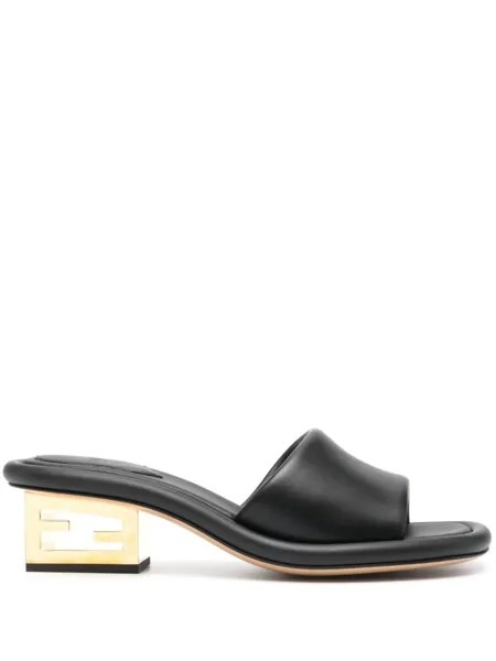 Мюли с логотипом FENDI, черный
