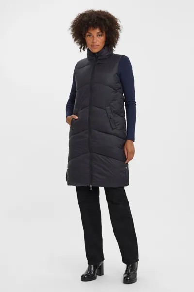 Утепленный жилет без рукавов длинного кроя Vero Moda, черный