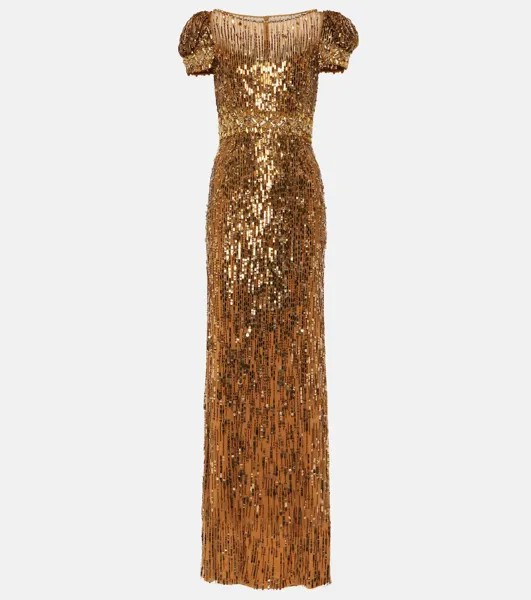 Платье Sungem с пайетками Jenny Packham, золотой