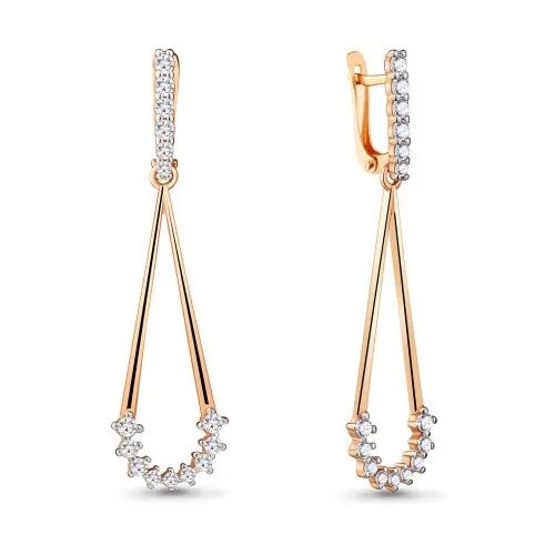 Серьги золото, 585 проба, фианит