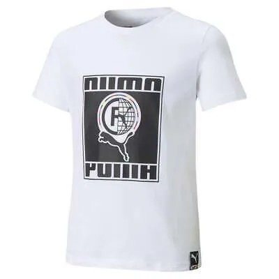 Футболка Puma International с круглым вырезом и короткими рукавами для мальчиков, белая спортивная одежда для мальчиков