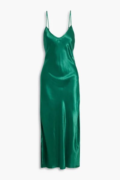 Атласное платье-комбинация миди ENZA COSTA, изумрудный