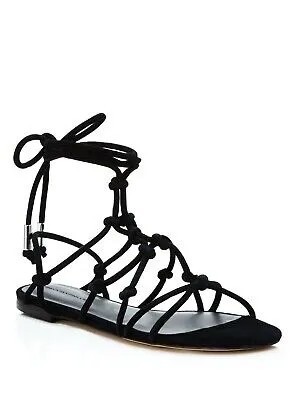 REBECCA MINKOFF Женские черные кожаные сандалии-гладиаторы Aglet Elyssa Toe, размер 7,5 м
