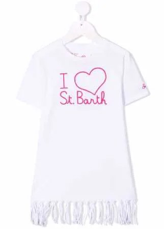 Mc2 Saint Barth Kids платье-футболка с бахромой и логотипом