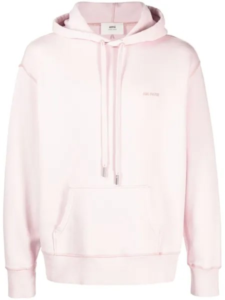 AMI Paris худи с вышитым логотипом, розовый