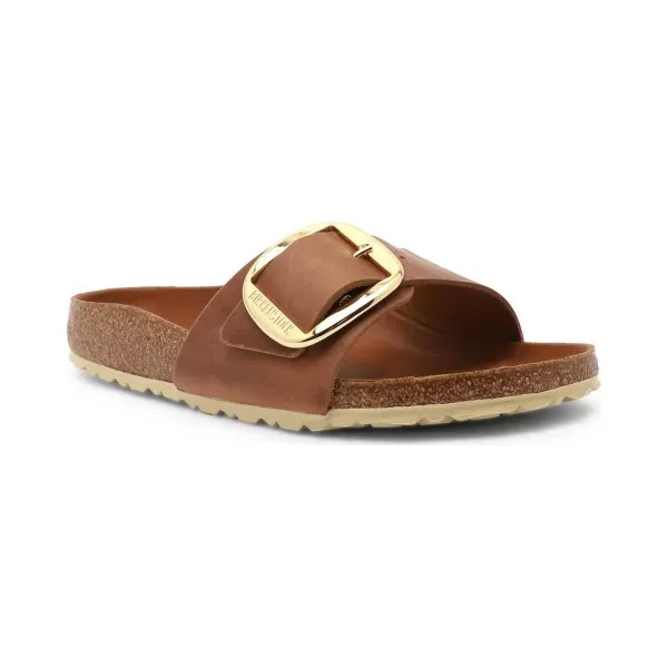 Кожаные тапочки Madrid с большой пряжкой Leoi Birkenstock, коричневый
